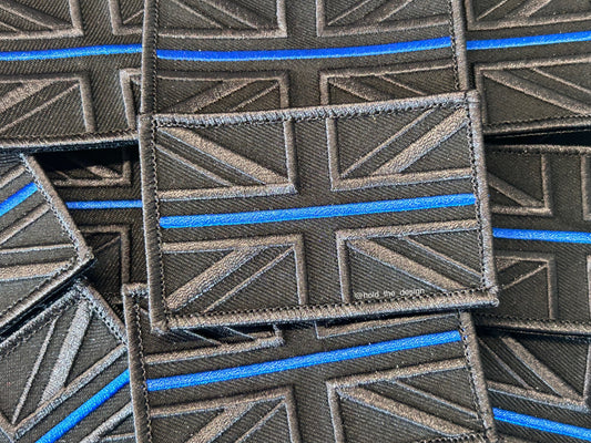 Regular Thin Blue Line UK Flag Patch - Black and Grey